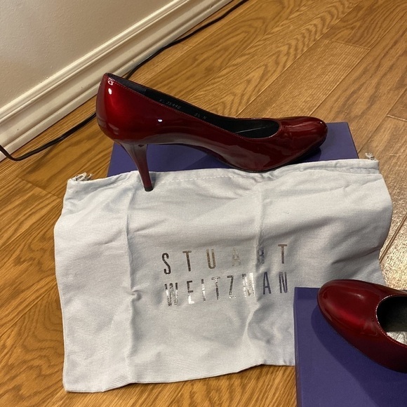 Stuart Weitzman Women’s Ruby Red Patent Leather Heels (Size 9.5 N) - Picture 9 of 11